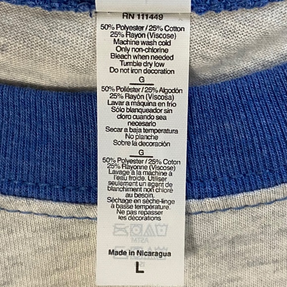 No Place Like Yum! Blue & Gray Raglan 3/4 Sleeve Tee Men’s Large - Picture 5 of 8